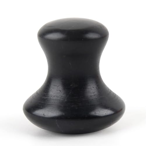 Sun & Sia - Masseur Visage Champi Gua Sha en Pierre Naturelle de Jade Noir - Idéal pour Rafraîchir Le Teint, Traiter Les Poches et Cernes, Stimuler la Circulation -...