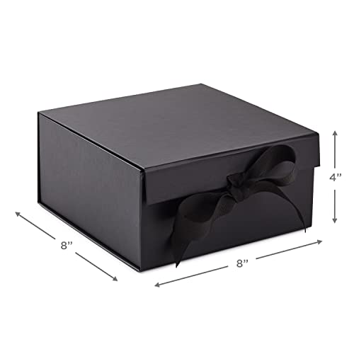 Hallmark Foldable Gift Box Bundle (2 Matching Boxes With Ribbon: Solid Black) For Weddings, Groomsmen Gifts, Engagements, Graduations #TOP2