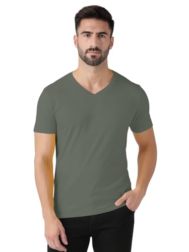 Image of Friskers Men's V-Neck Short Sleeves Cotton T-Shirt - Casual T-Shirt, Regular Fit