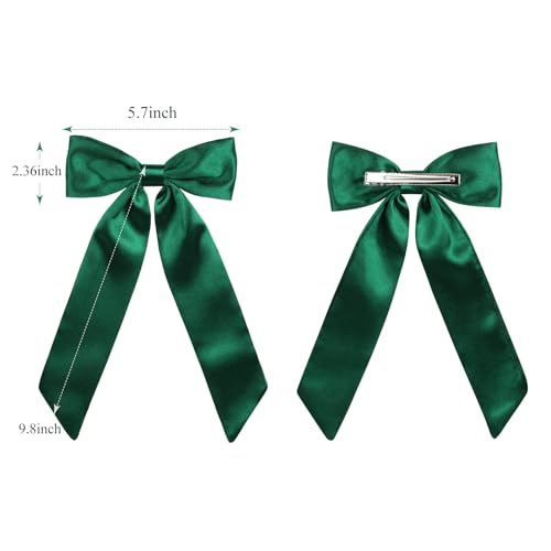 Pinzas de cabello con moño largo WantGor verde miniatura 6