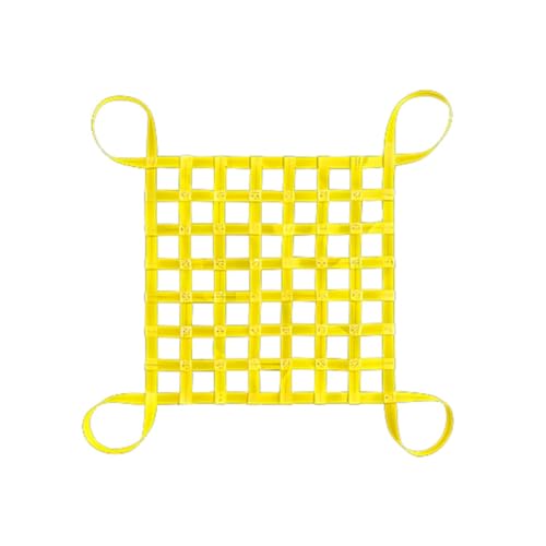 Zfmnoyev Cargo Hoisting Nets, Square Mesh Tear Resistance Safety Net Straps, Safety Lifting Net Straps, Flat Nylon Sling Hoisting Net, High Load Capacity Cargo Hanging Net(Yellow,2x2m-3T)