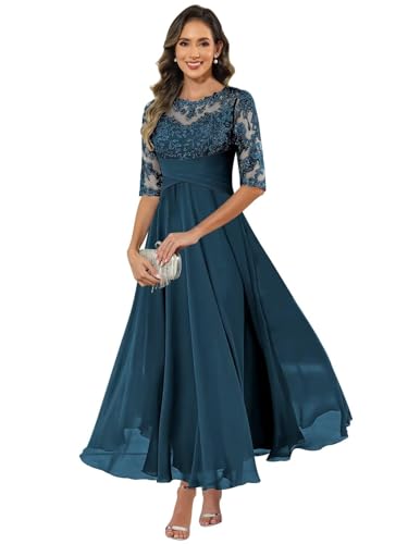 JAEDEN Abendkleider für Hochzeitsgäste Damen Spitze Brautmutterkleider A-Linie Festliche Kleid...