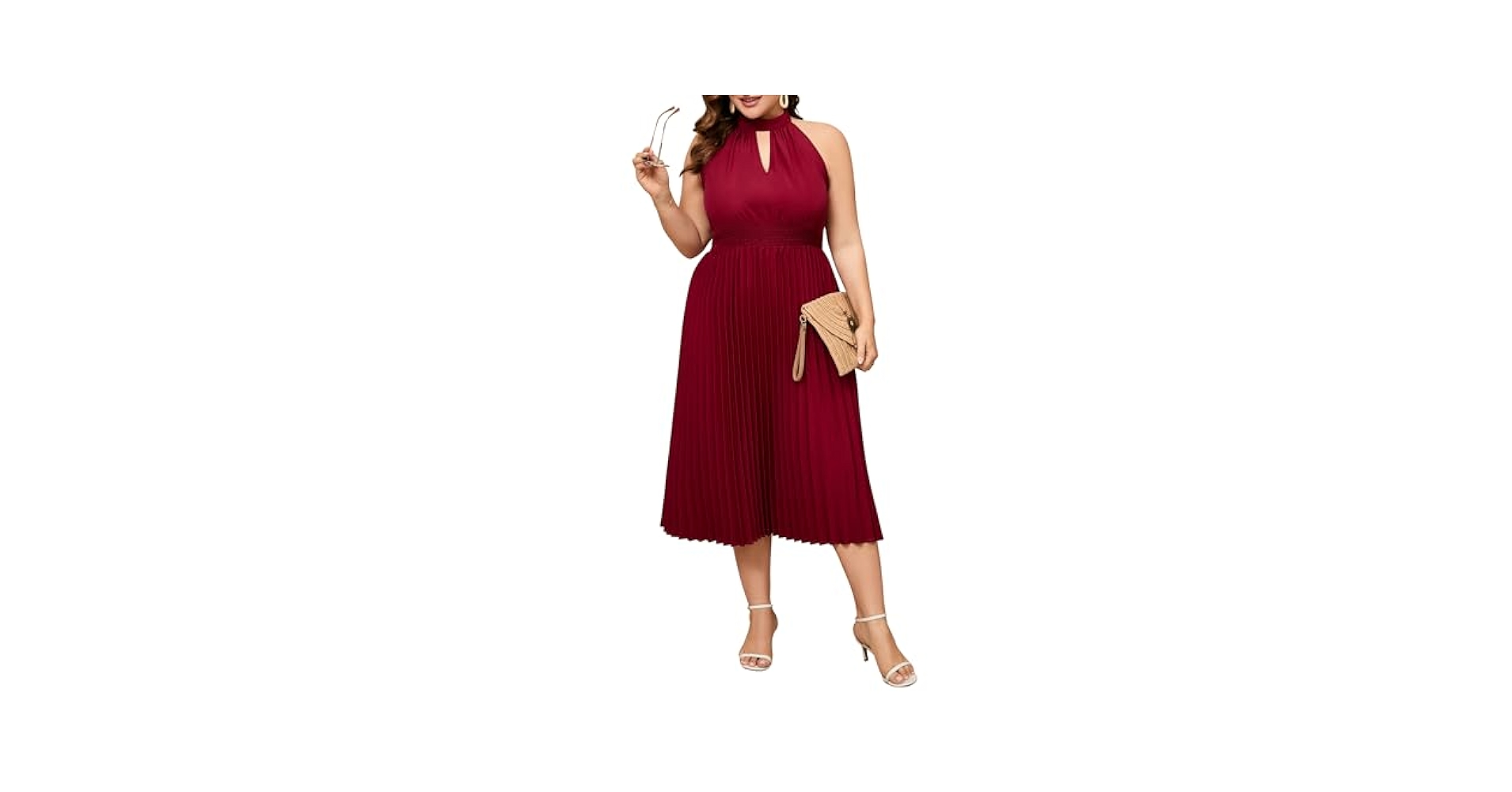 韓国商品/POETO Jam pleats halter dress KOJOOIN Women's Plus Size Halter Neck Sleeveless Pleated