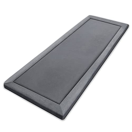 MICRODRY 60x180 cm gepolsterter moderner Teppich aus Memory-Schaum mit integriertem Teppich-Pad, leicht zu reinigen, langlebig, flecken- und lichtbeständig, Wohnzimmermatte, Dunkelgrau Cover