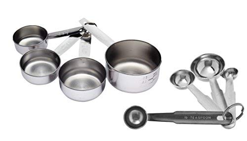 Jeu de 4 tasse à mesurer et 4 cuillères de mesure en acier inoxydable Bar-Act-002