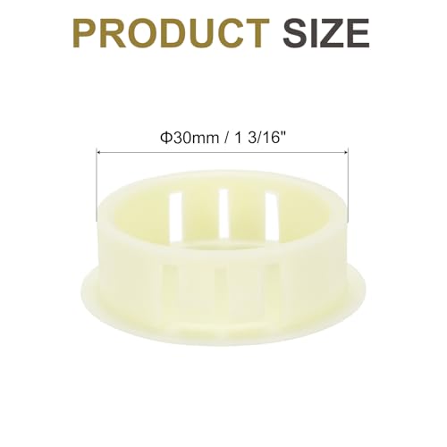Image of MECCANIXITY 64PCS 30mm(1 3 /16 inch) Cream White Plastic Hole Plugs, Flush Type Panel Hole Plugs Insert End Caps for Locking Hole Tubes Furniture Cabinet