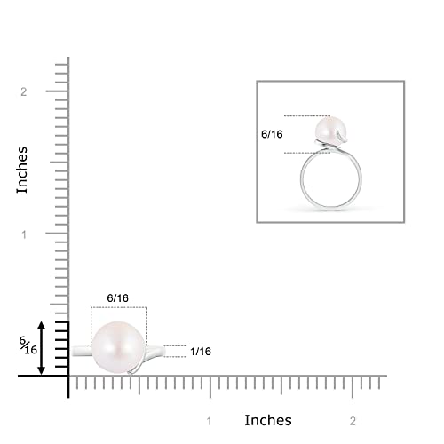 Angara Akoya Cultured Pearl Solitaire Ring For Women, Girls In Sterling Silver Ring Size-7.5 (Grade-Aa | Size-8Mm) | June Birthstone Jewelry Gift For Her| Wedding | Anniversary | Enagagement #TOP3