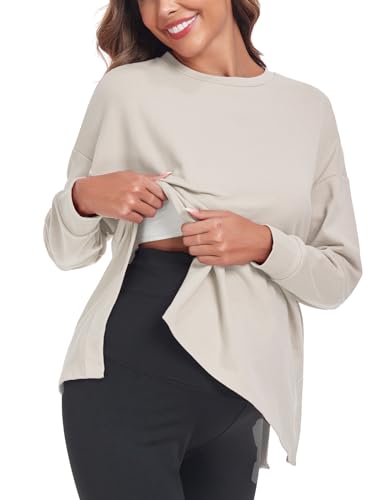 Love2Mi Damen Langarm Schwangerschaftsshirt Umstandsshirt Umstandstops Umstandsmode