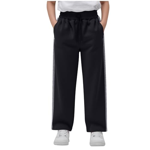Kids Girls Wide Leg Sweatpants Fashion Side Striped Y2k Preppy Sweat Pant High Waisted Drawstring School Joggers Pant Pantalones para Niñas