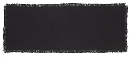 Burlap Standard Black Table Runner Cotton Fringed Edges 13x48 Inches