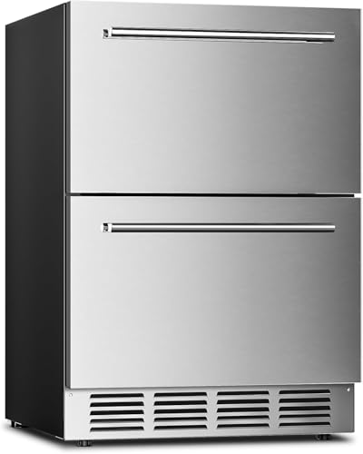 Image of Electactic Under Counter Refrigerator, 24 Inch Double Drawer Beverage Fridge, Built-in Outdoor Beverage Cooler for Soda Drink & Beer, 145 Cans for Kitchen & Commercial, Stainless steel
