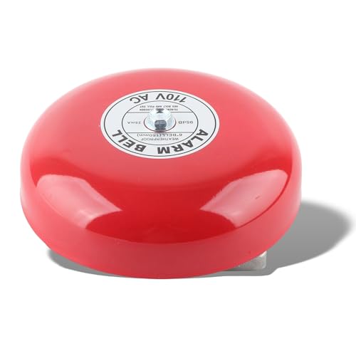 Image of Fire Alarm Bell, Fire Alarms, 110V Metal Alarm Bell, CB‑6B 95dB Metal Electric Round Alarm Bell, Security Alarm Bell, for School Elevators Industrial