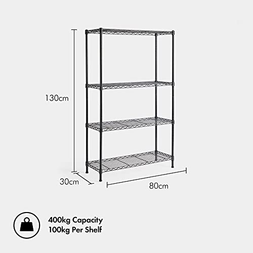 VonHaus Garage Shelving Units - Adjustable 4-Tier Wire Racking for Storage - Powder Coated Garage Shelves, Suitable as Pantry Shelves or as Greenhouse Shelving - Metal Wire Storage for Home - Image 4