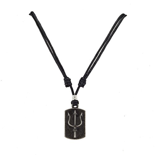 BlueRica Trident Dogtag on Adjustable Cord Necklace