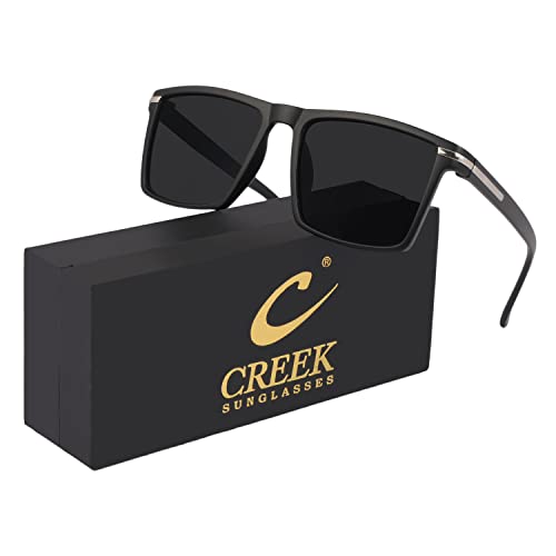 Image of CREEK Unisex Polarized Square Sunglasses for Men & Women with Polarized Testing Card And Glasses Pouch