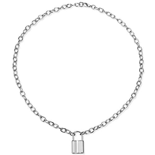 CLASSYZINT Lock Necklaces For Women Cute Padlock Necklaces Chain Necklaces With Lock Pendant Lock and Key Jewelry Imitation Rhodium
