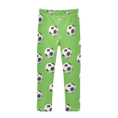 ALAZA Girls' Leggings Children's Yoga Pants Skinny Printed Dance Football Green 1 Comfortable 4T