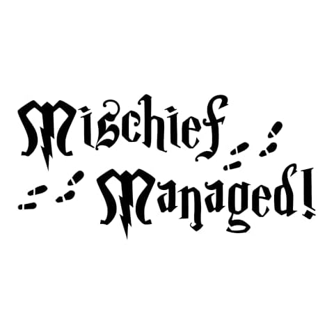 CustomVinylDecor | Mischief Managed Wall Decal with Footprints | Marauder's Map Themed Vinyl Lettering for Home or Bedroom Decor | 24 inches wide by 12 inches tall Cover