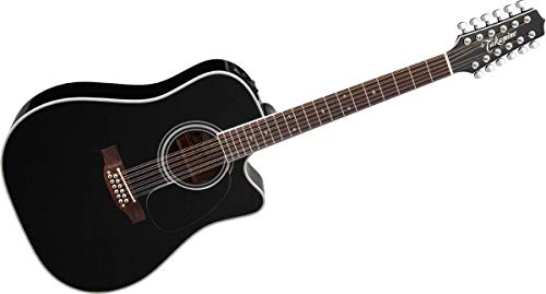 Guitare Takamine DREADNOUGHT CUTAWAY Electro Black 12 st. - Les Beatles, Paul McCartney, John Lennon, RIngo Starr, George Harrison Guitare Takamine DREADNOUGHT CUTAWAY Electro Black 12 st.