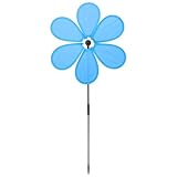 M METERXITY 1-Pack Flower Wind Spinners, 27.2 Inch Cloth Lawn Pinwheels Outdoor Windmills for Party Decorations/Yard/Garden, Flower Pinwheels Toys [Blue]