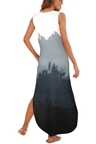 Image of Hount Women's Casual Summer Sleeveless Dress Loose Split Maxi Dresses with Pockets