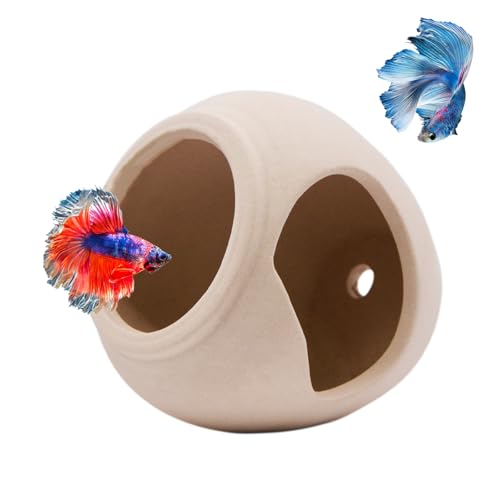 Saim Ceramic Jar Aquarium Decorations Betta Fish Tank Accessories for Shrimp Cichlid Hiding Breeding...