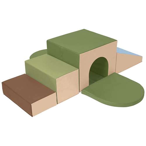 ECR4Kids SoftZone Single Tunnel Maze, Toddler Playset, Earthtone, 6-Piece