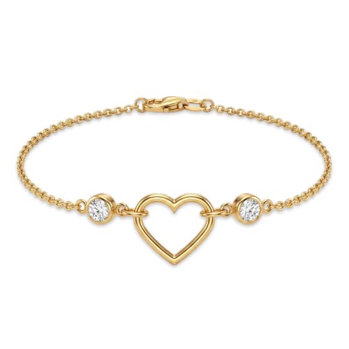 Image of TRUESILVER ACPL 925 Sterling Silver Bracelet for Women & Girls | BIS Hallmarked Cubic Zirconia Mother of Pearl Heart & Circle Bracelets Gift for Wedding Anniversary Birthday