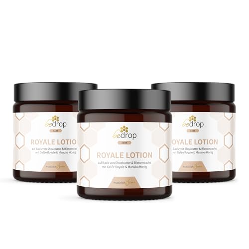 bedrop Royale Lotion - 100g Bodylotion mit Gelée Royale, Sheabutter, Manuka Honig, wirkt feuchtigkeitsspendend & reizlindernd für eine gepflegte Haut (3x 100g zum Sparpreis)