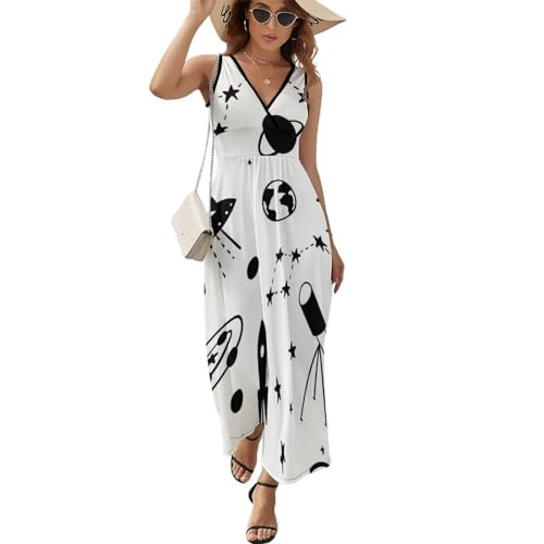 Robe longue d'été Vaisseau Spatial contre la chaleur : fraîcheur maxi sans manches et col V