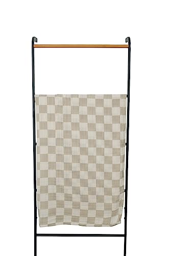 Image of Mebie Baby Taupe Checkered Muslin Swaddle, Modern and Neutral Swaddle Blanket for Baby Girl or Boy, Soft Baby Blankets, Newborn Swaddle Blanket, 0-3 Month, Comfy Wrap, Baby Essentials & Gifts