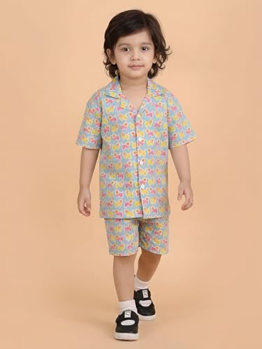 Image of POLKA TOTS 100% Cotton Half Sleeve Shirt and Shorts Combo for Boys | Co-Ord Set for Kids | Summer Wear Dress for Toddlers | Breathable & Skin-Friendly Boys Clothes | Trendy Summer Outfit & Beach Wear