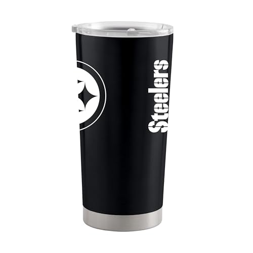 Image of Pittsburgh Steelers NFL 20oz Stainless Steel Insulated Tumbler, Slider Lid | Officially licensed Steelers drinkware; double-wall vacuum construction; cupholder compatible; BPA-free; hand wash only