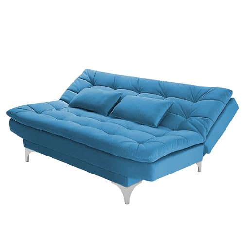 Image of Krancy 3-Seater Sofa Cum Bed for Living Room, Office & Home | Premium Fabric Sleeper Sofa Set with 1 Year Warranty | Comfortable Sofa for Guests, Lounge & Small Spaces (Aqua Blue)