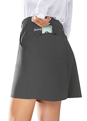 BALEAF Women's Golf Skort UPF 50 Active Athletic Skort Casual Skort Skirt with Zip Pockets Hiking Outdoor Deep Gray XS