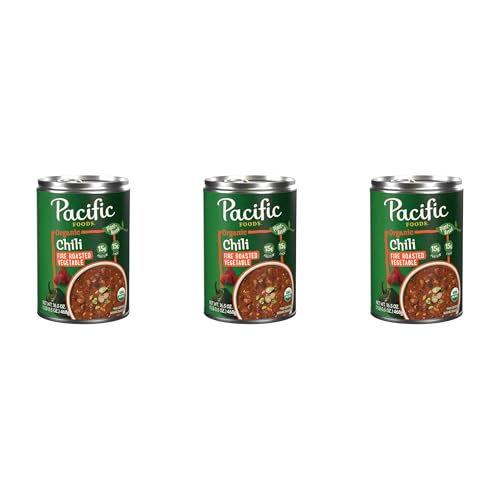 Pacific Foods Organic Fire Roasted Vegetable Chili, Plant Based, 16.5 oz Can (Pack of 3)
