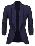  Unibelle Damen Blazer Cardigan Dünn 3/4 Längere Elegant Leicht Bolero Jacke Blazer Slim Fit Anzug Trenchcoat , Aa-navyblau, 40(Herstellergröße:L)