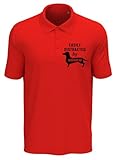atspauda polo da uomo in cotone con scritta easily distracted by wieners, motivo cane wiener, colore: rosso, rosso, xl