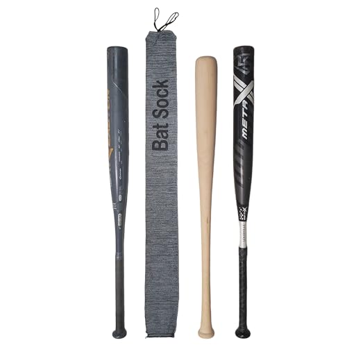 Bat Sleeve, Baseball and Softball Bat Accessory, Bat Cover Protection, Bat Sock, Knitted Bat Sock Case, Gray, 35 Inches One Size