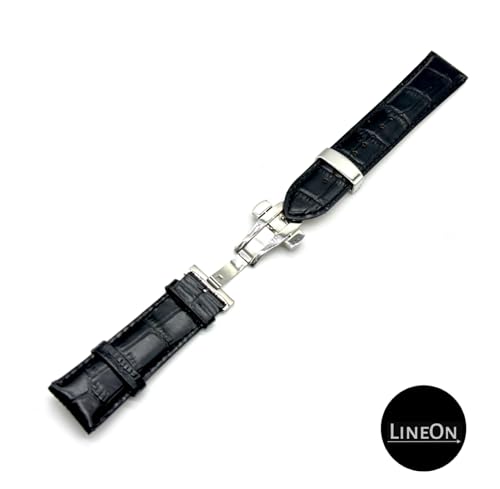 Image of Lineon 20mm Half Padded Leather Mens Watch Strap with ButterFly Lock For Branded Watches Tool and Pins Include