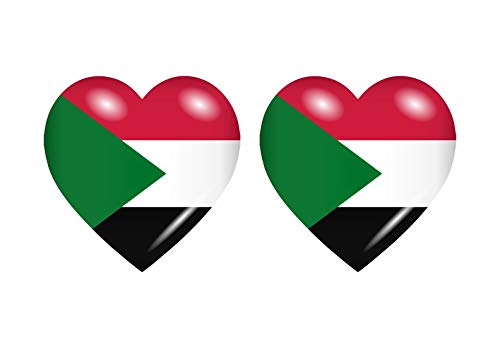Akachafactory 2X Autocollant Sticker Drapeau Coeur SUD Soudan