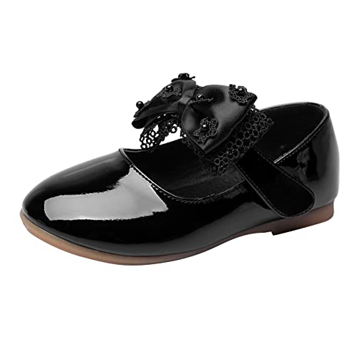 Zapatos para niños Zapatos planos Zapatos de cristal con lentejuelas Bowknot Niñas Zapatos de baile, Negro , 28.5 EU
