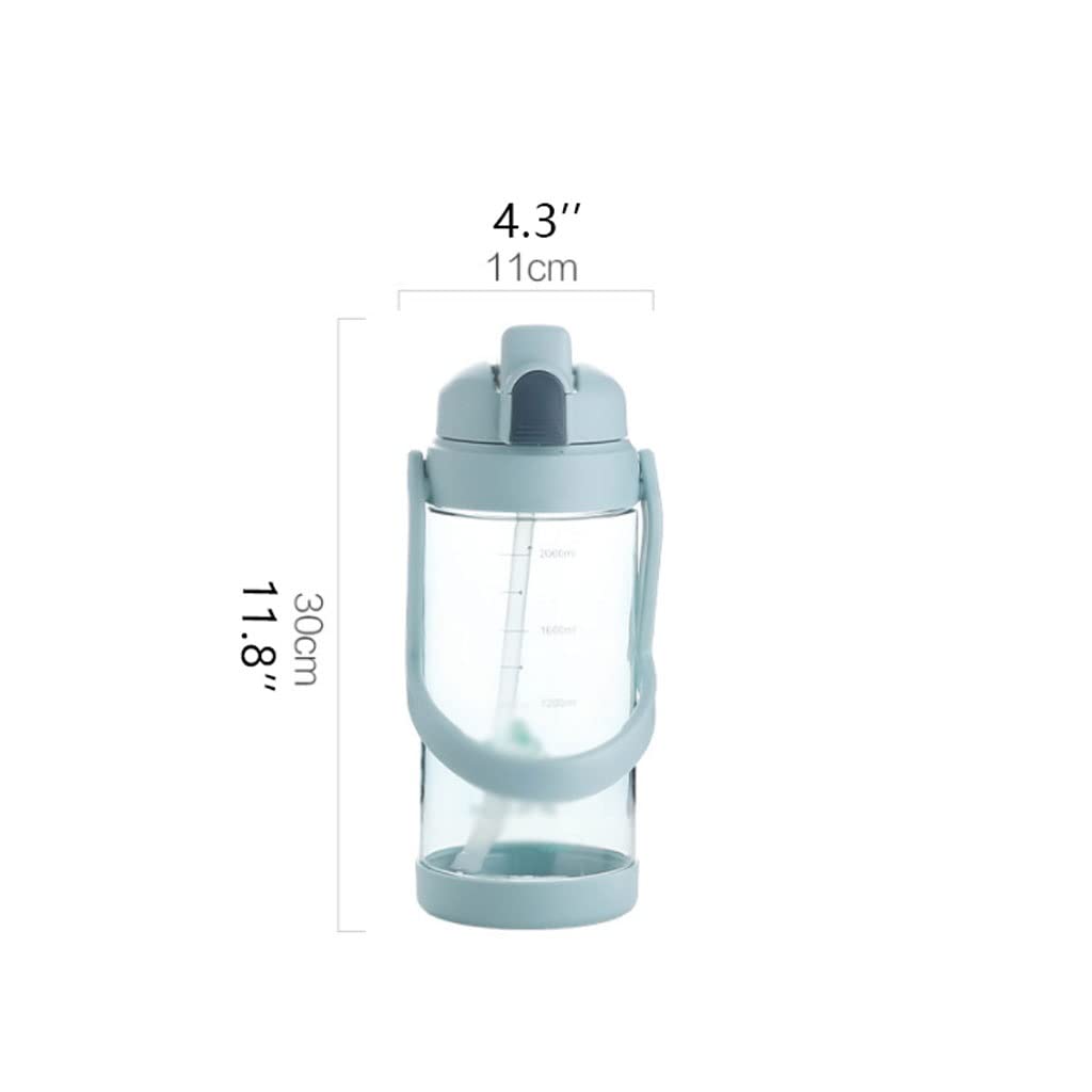 Bottiglia Acqua Sportiva 2L Bottiglia d'acqua di grande capacità con bottiglie d'acqua sportive all'aperto di paglia for ragazze Bottiglia for ragazzi Bottiglia da scuola portatile Sport Borracce ( Bl