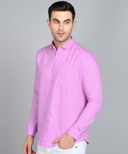 Image of MILDIN Men's Pure Cotton Striped Printed Shirt with Spread Collared Neck Full Sleeve Curved Hemline Button Closure and Regular Fit | Shirt for Man