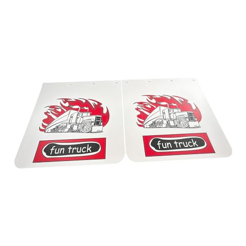 Image of BST BSSP Pair White Straight Heavy Duty Polymer Splash Guard Mudflaps 24 inchx 24 inch for Semi Truck Trailer, Great-Truck Pattern, Universal Fit