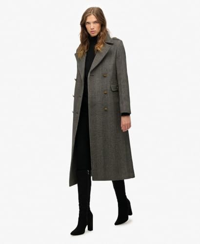 Superdry Para Mujer. W5011889A Abrigo Cruzado De Mezcla De Lana Gris (M), Casual, PoliéSter - 4