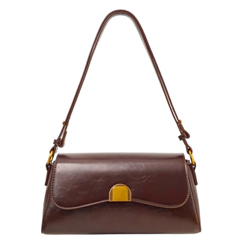 Brown Shoulder Bag for Women - PU Leather Purse Stylish Handbag Small Crossbody Bag with Adjustable Strap