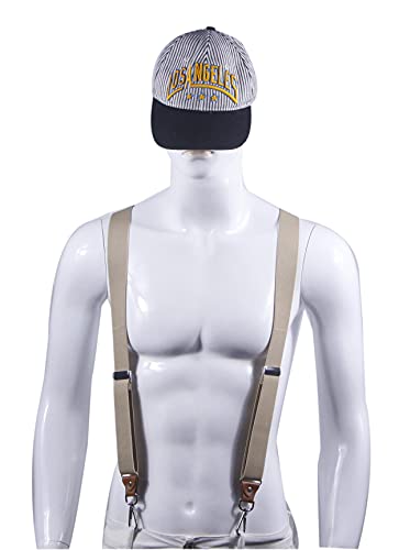 Image of Mens Suspenders with 3 Swivel Hooks Belt Loops 1.4 Inch Wide Heavy Duty Adjustable Braces