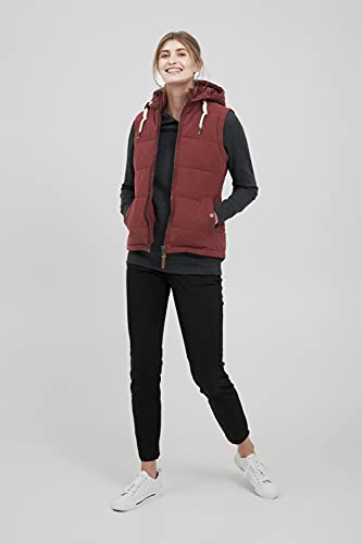 OXMO OXLew Damen Weste Steppweste Outdoor Weste mit Kapuze Eingrifftaschen Baumwollmischung Regular fit, Größe:S, Farbe:WINE RED (790985)