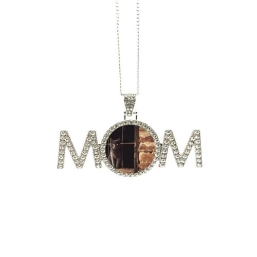 Collier avec photo de chat en forme d'animal pour grand-mère et maman